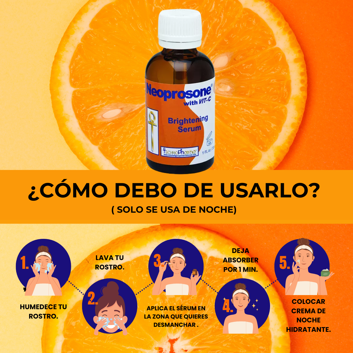 Kit aclarante para cuerpo y rostro marca Neoprosone con Vitamina C