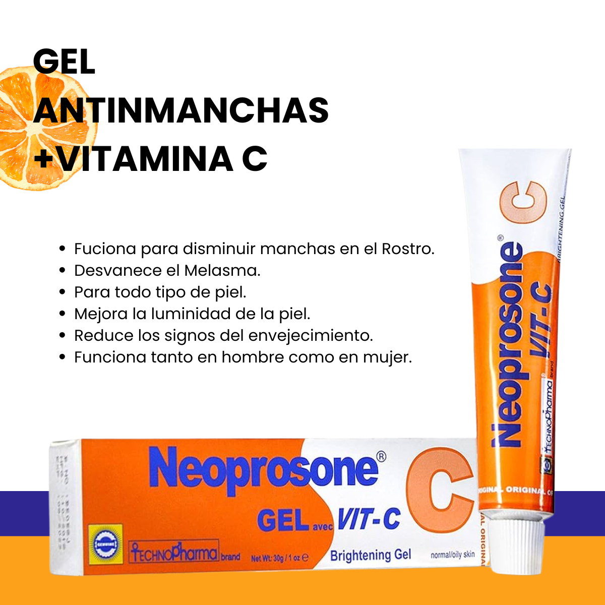 Kit aclarante para cuerpo y rostro marca Neoprosone con Vitamina C