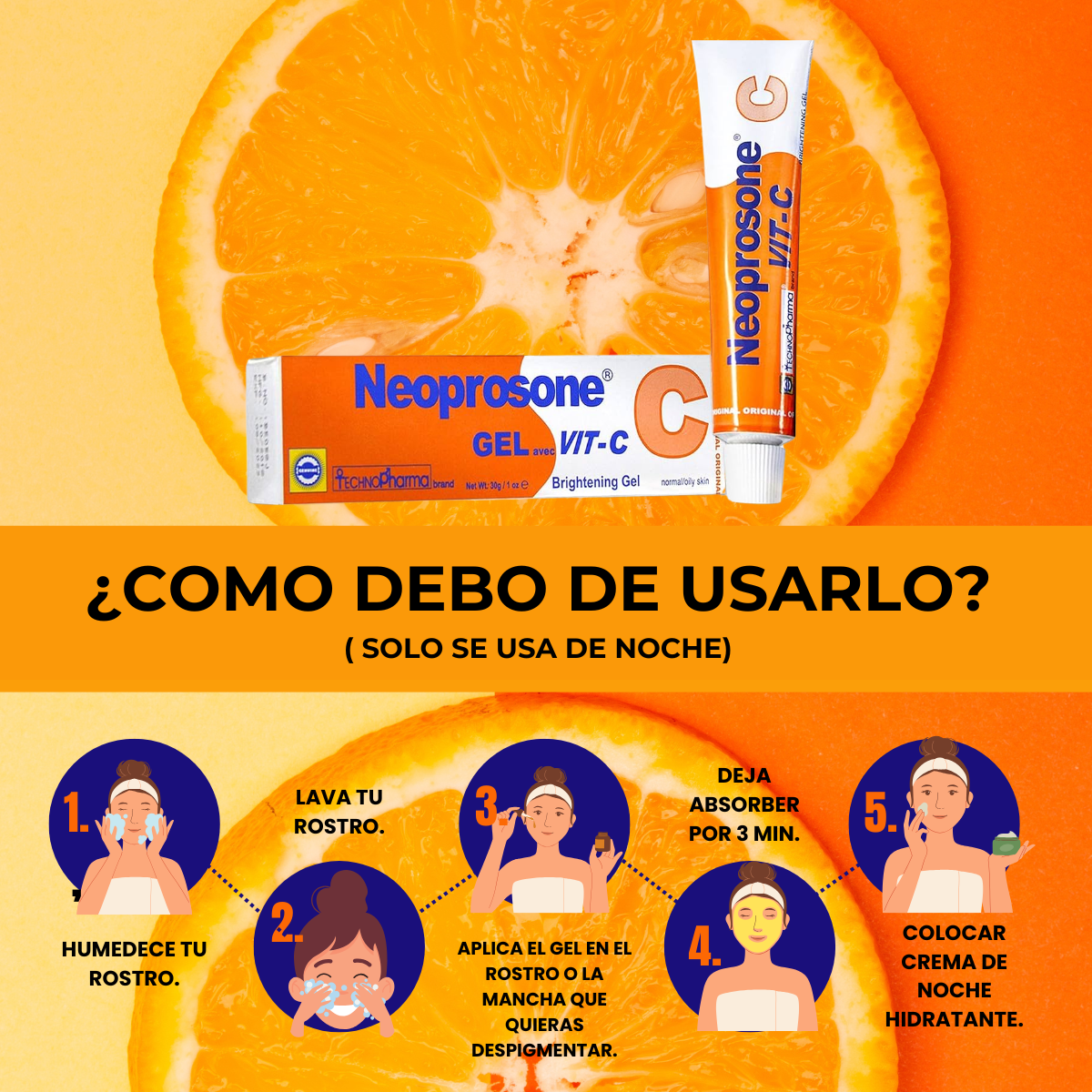Kit aclarante para cuerpo y rostro marca Neoprosone con Vitamina C