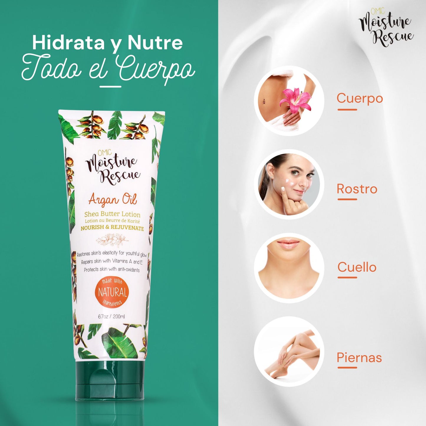 Crema Corporal Organica Para Estrías Anti Estrías -hidratante Y Nutritiva OMIC- Con Manteca De Karité Y Aceite De Argán 200ml