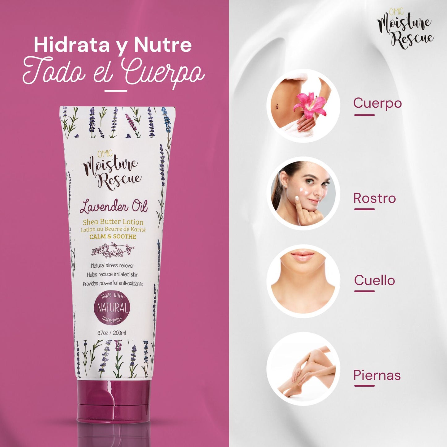 Crema Corporal Organica Omic Con Manteca De Karité Y Aceite De Lavanda ingredientes Naturales trata Sequedad E Irritaciones 200ml