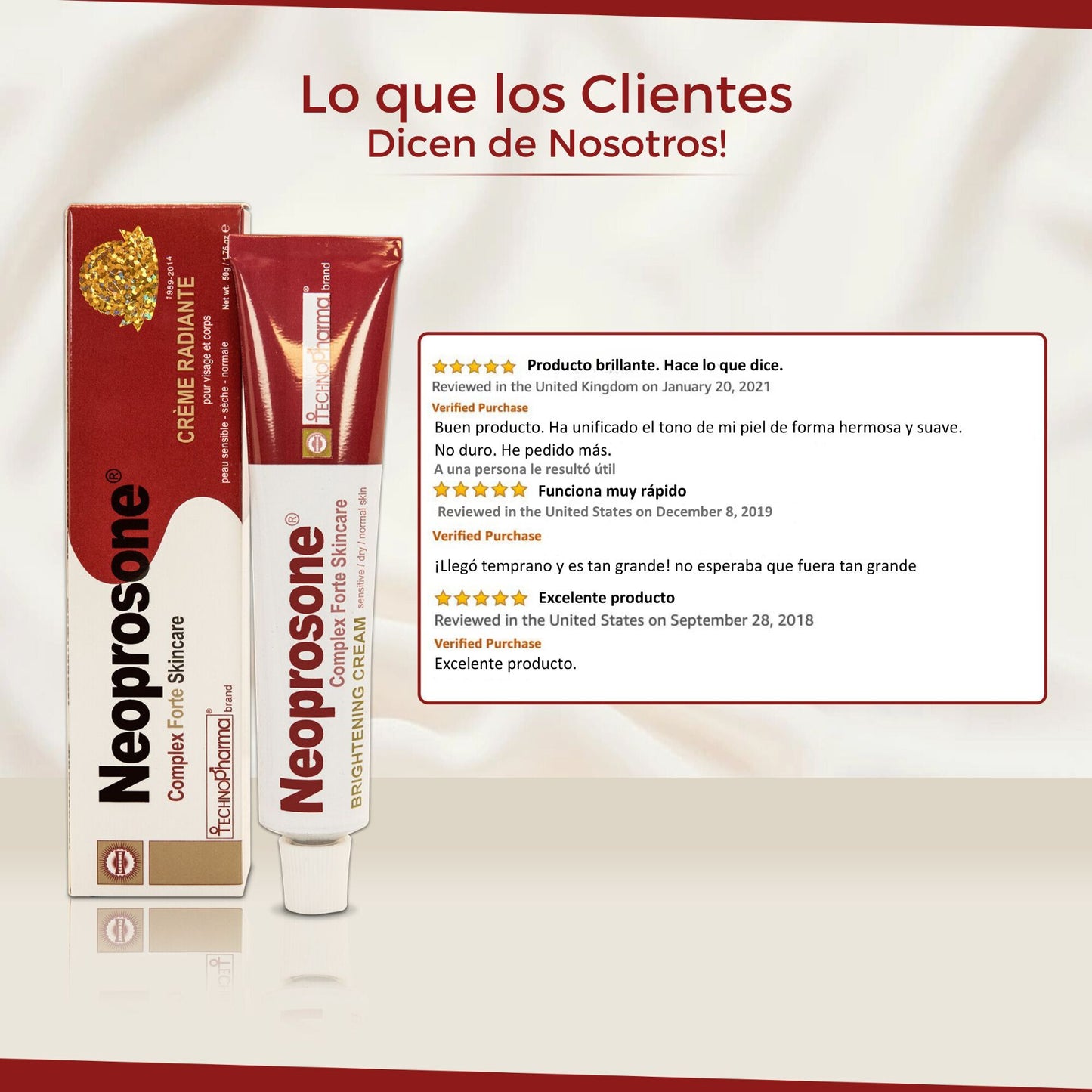 Crema Anti Manchas Neoprosone Despigmentante Aclarante Blanqueador Iluminador Anti Acné Aclara Manchas En Cara, Codos, Rodillas Y Cuerpo Alfa Arbutina, Ácido Láctico Y Aceite De Ricino 50g