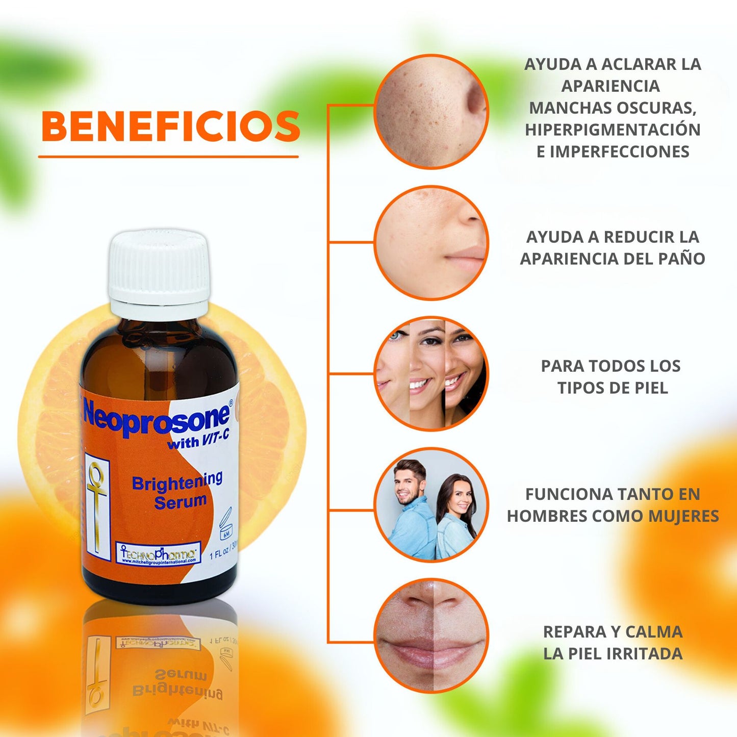 Serum Vitamina C Gel Neoprosone Despigmentante Aclarante Blanqueadora - Con Vitamina C Y Alfa Arbutina - Resultados En 2 Semanas - 30 Ml