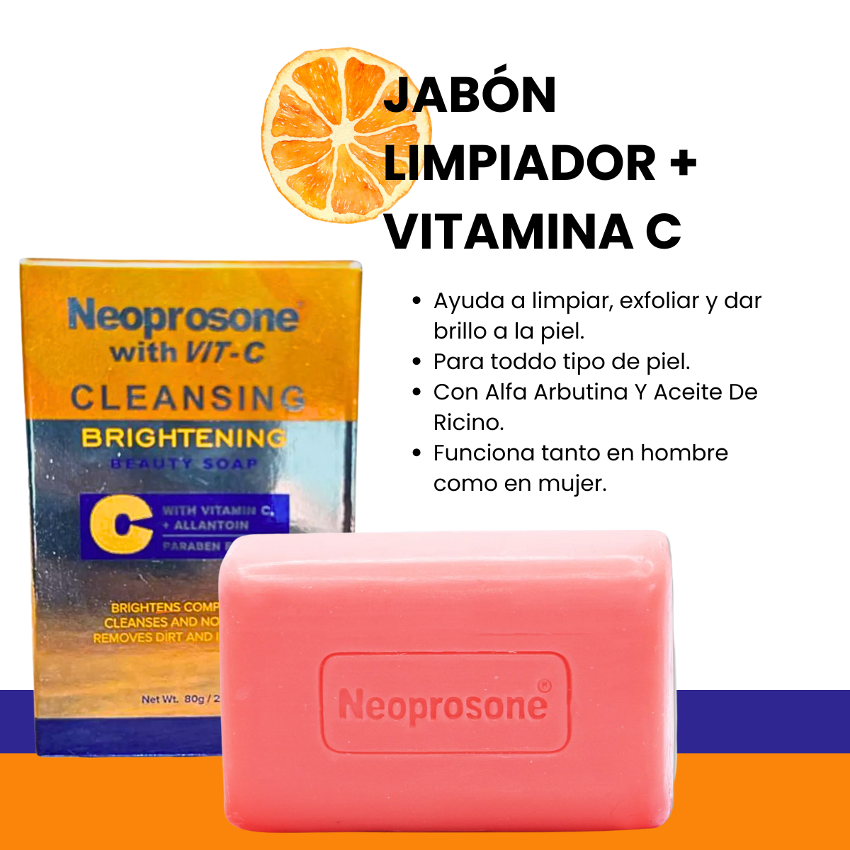 Kit aclarante para cuerpo y rostro marca Neoprosone con Vitamina C