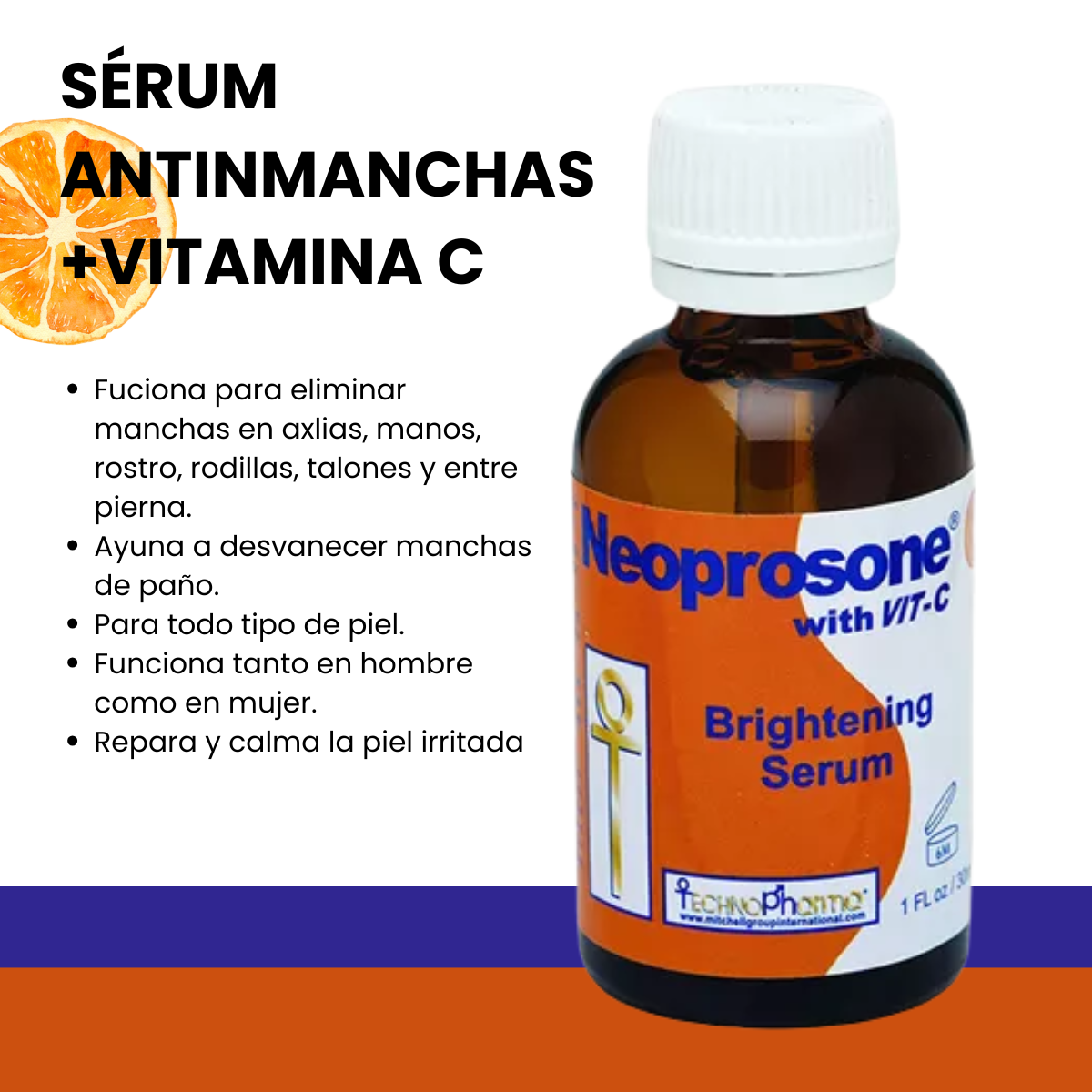 Kit aclarante para cuerpo y rostro marca Neoprosone con Vitamina C