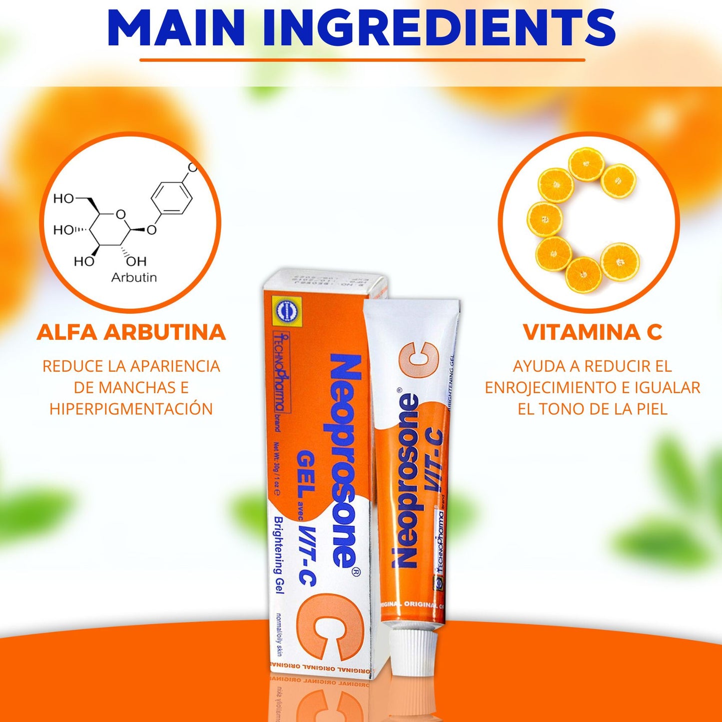 Crema Vitamina C En Gel Neoprosone Despigmentante Aclarante Antimanchas - Con Vitamina C Alfa Arbutina -cuidado De La Piel - 30 Ml