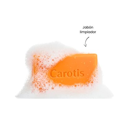 Carotis Skin Active Limpiador Facial Express Aclara Antimanchas con Vitamina C + Extracto Zanahoria + Vitamina Aclarante Despigmentante Blanqueador Piel Mixta Jabon Kojie San Acido Kojico 80gr