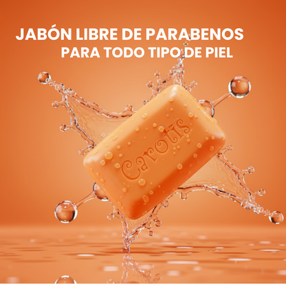 Carotis Skin Active Limpiador Facial Express Aclara Antimanchas con Vitamina C + Extracto Zanahoria + Vitamina Aclarante Despigmentante Blanqueador Piel Mixta Jabon Kojie San Acido Kojico 80gr