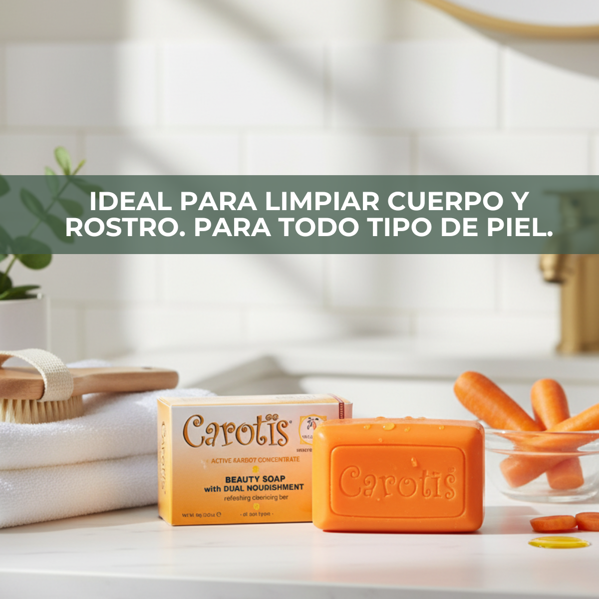 Carotis Skin Active Limpiador Facial Express Aclara Antimanchas con Vitamina C + Extracto Zanahoria + Vitamina Aclarante Despigmentante Blanqueador Piel Mixta Jabon Kojie San Acido Kojico 80gr
