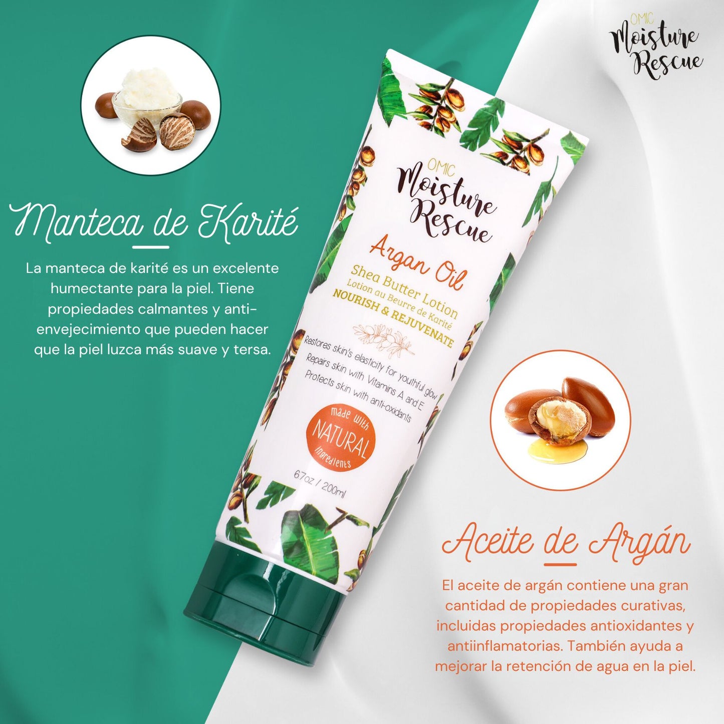 Crema Corporal Organica Para Estrías Anti Estrías -hidratante Y Nutritiva OMIC- Con Manteca De Karité Y Aceite De Argán 200ml