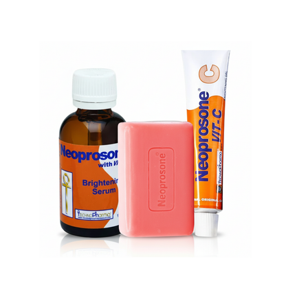 Kit aclarante para cuerpo y rostro marca Neoprosone con Vitamina C