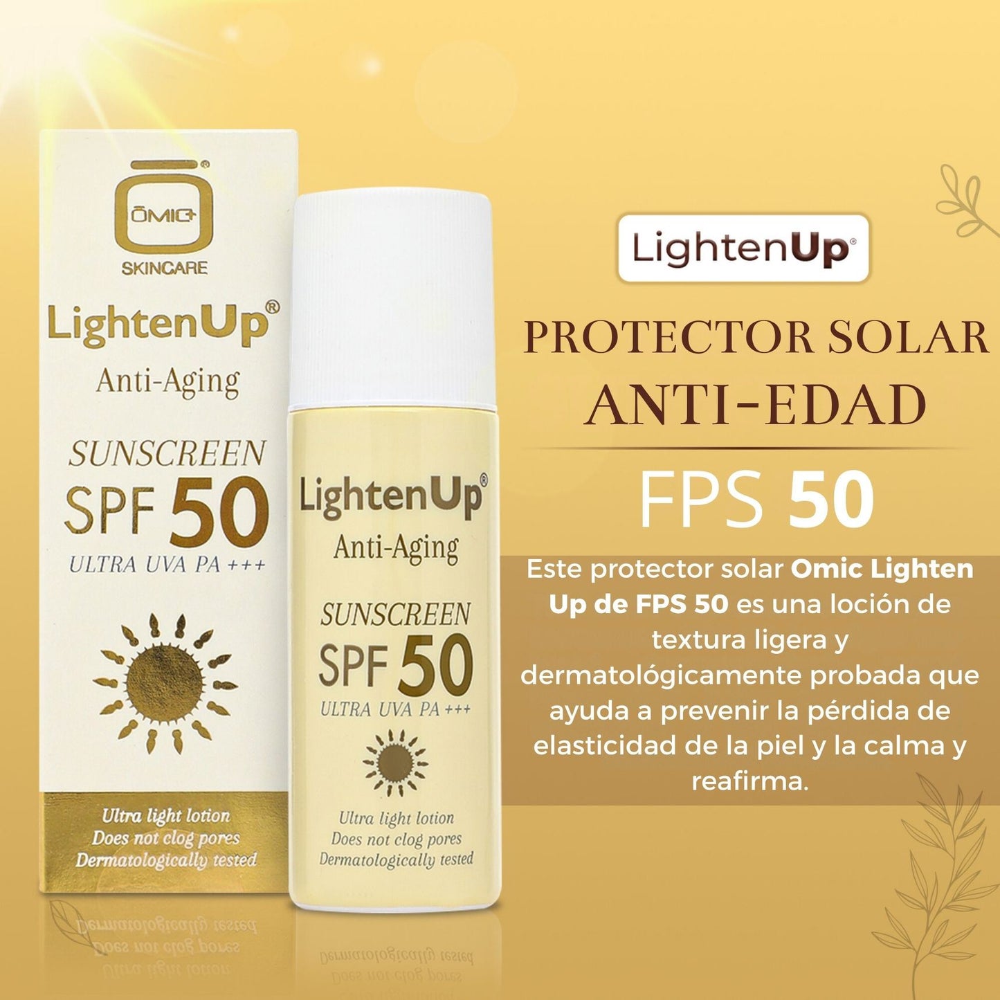 Protector Bloqueador Solar Facial 50 Fps Para Skin Care Con Tratamiento Anti Edad Para Arrugas Y Firmeza