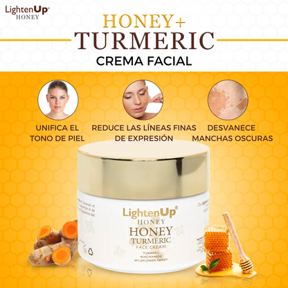 Crema Aclarante Hidratante Y Nutritiva -lighten Up Facial Y Corporal - Con Cúrcuma Niacinamida Y Miel - 100ml