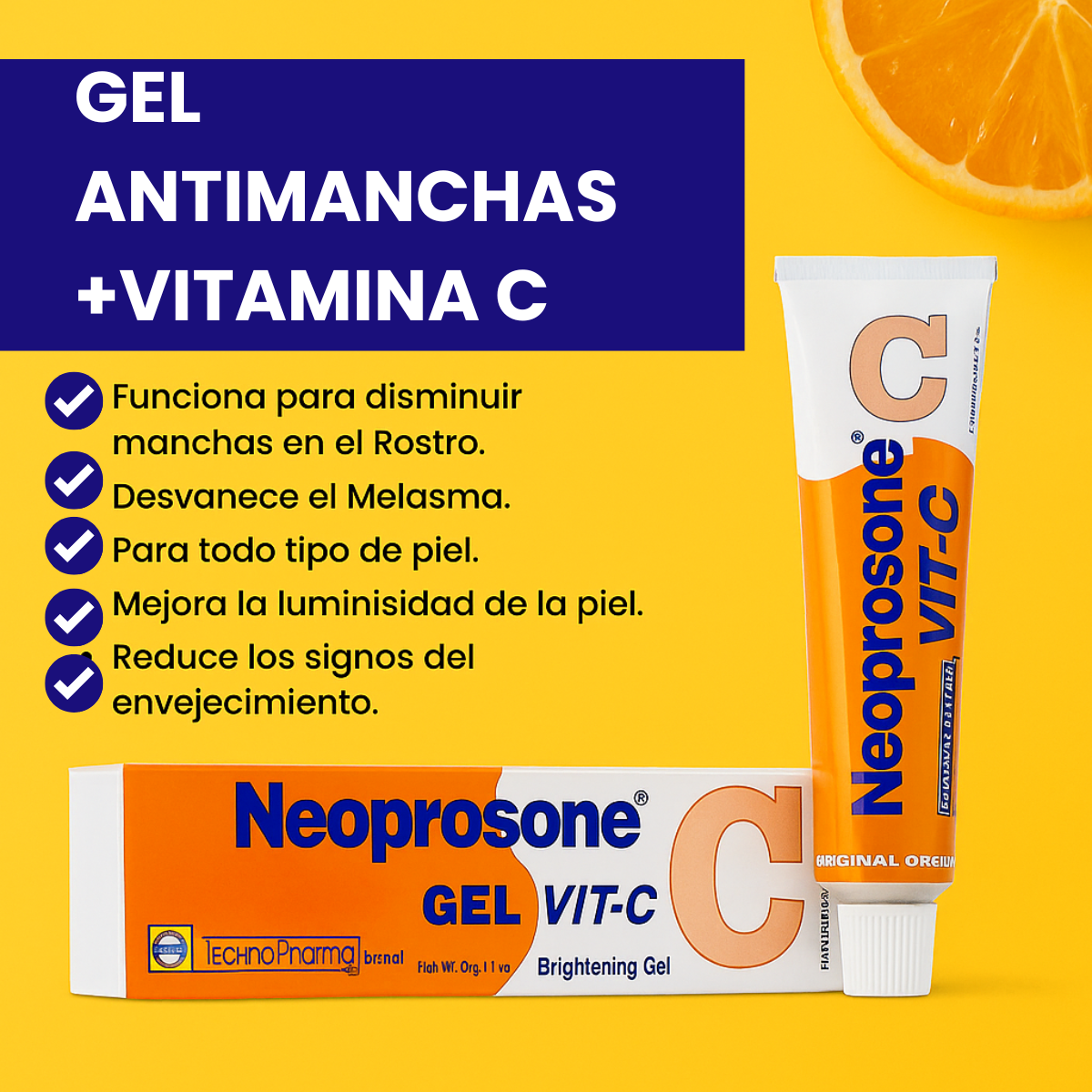 Crema Vitamina C En Gel Neoprosone Despigmentante Aclarante Antimanchas - Con Vitamina C Alfa Arbutina -cuidado De La Piel - 30 Ml