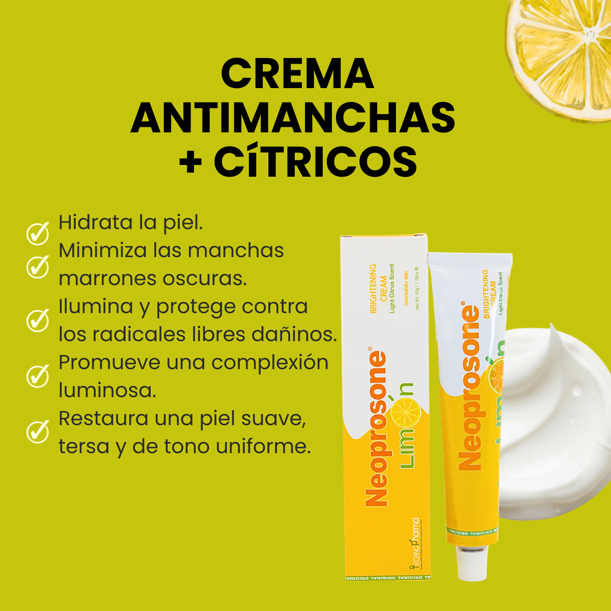 Neoprosone Express Aclara Crema Facial Vitamina C Citricos Alfa Arbtuina Vitamina A Hidrata Reduce Manchas Y Unifica Tono Facial Despigmentante Vitacilina Cicatricure Piel Sensible Borra Cicatriz 50G