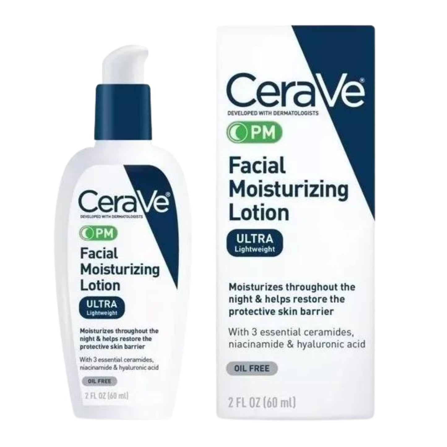 Cerave Loción Hidratante Facial Pm Ultra Ligero 60 Ml Tipo De Piel Normal Mixta Grasa