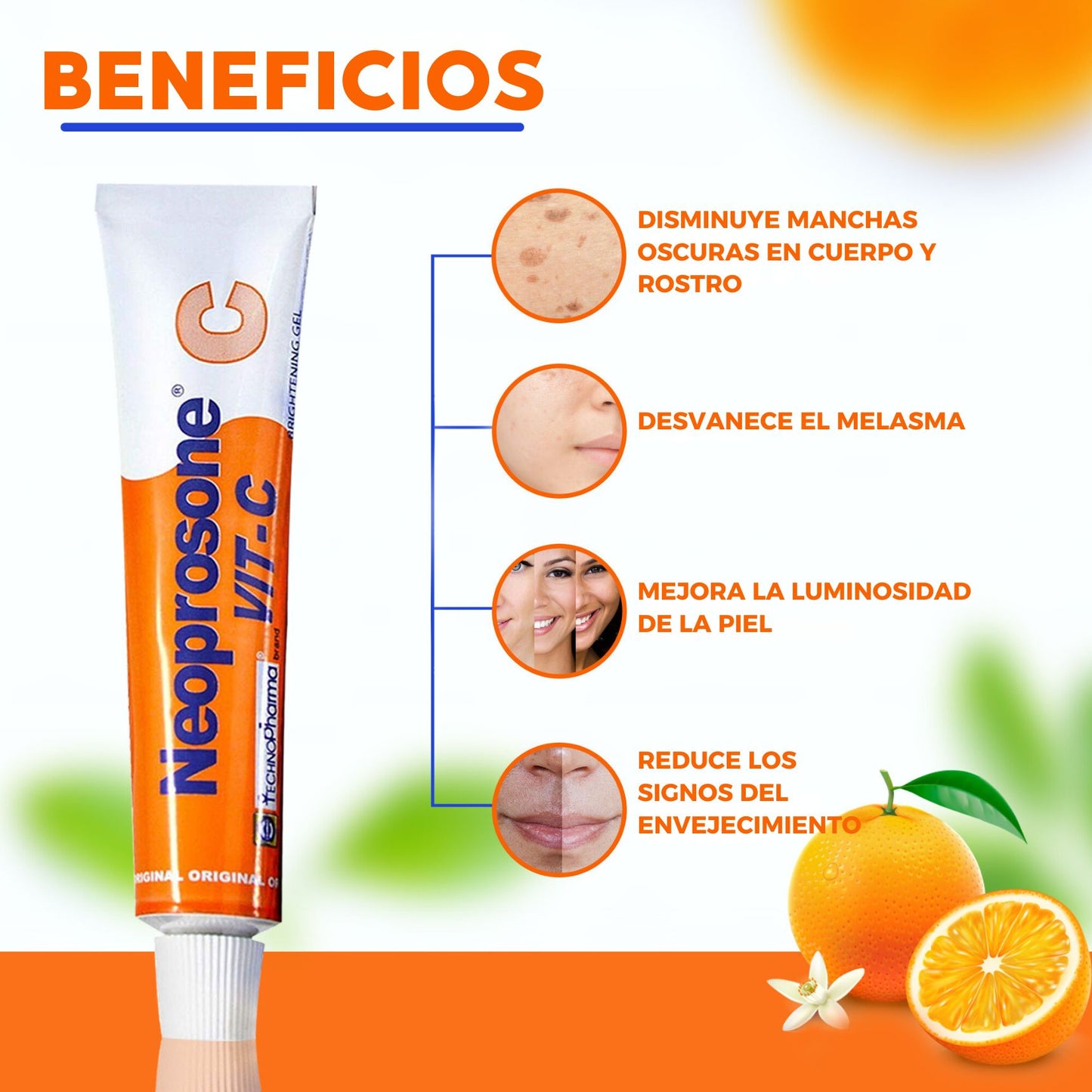 Crema Vitamina C En Gel Neoprosone Despigmentante Aclarante Antimanchas - Con Vitamina C Alfa Arbutina -cuidado De La Piel - 30 Ml