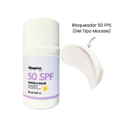 Bloqueador Protector Solar Mineral Facial en Gel SPF 50 Manglara Uso Diario Hidratante Todo Tipo de Piel No Grasoso 50ml