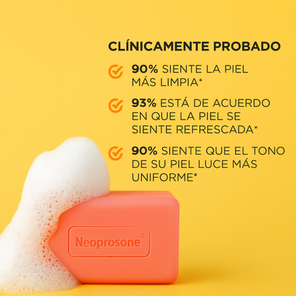 Neoprosone Skin Active Limpiador Facial Impurezas Express Jabon en Barra 80gr Aclara Antimanchas con Vitamina C Piel Mixta Acido Kojico Hidratante Despigmentante Niacinamide