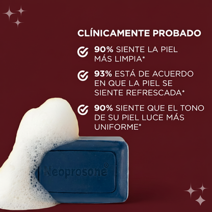 Limpiador Aclarante y Antibacteriano Neoprosone - Rostro y cuerpo - con Ácido Kójico Koji San y Niacinamida - Hidratante - Antimanchas AntiAcne, Borra Cicratices melasma Controla Grasa Jabon 80gr