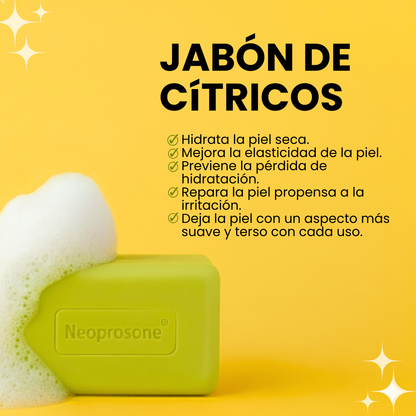 Jabón Facial Neoprosone Acido Hiauluronico Vitamina B3 Hidratante Anti-imperfecciones Con Vitamina C Jabón Citrico Aclarante 80g Piel Radiante Anti Manchas Despigmentante Iluminador Piel Sensible