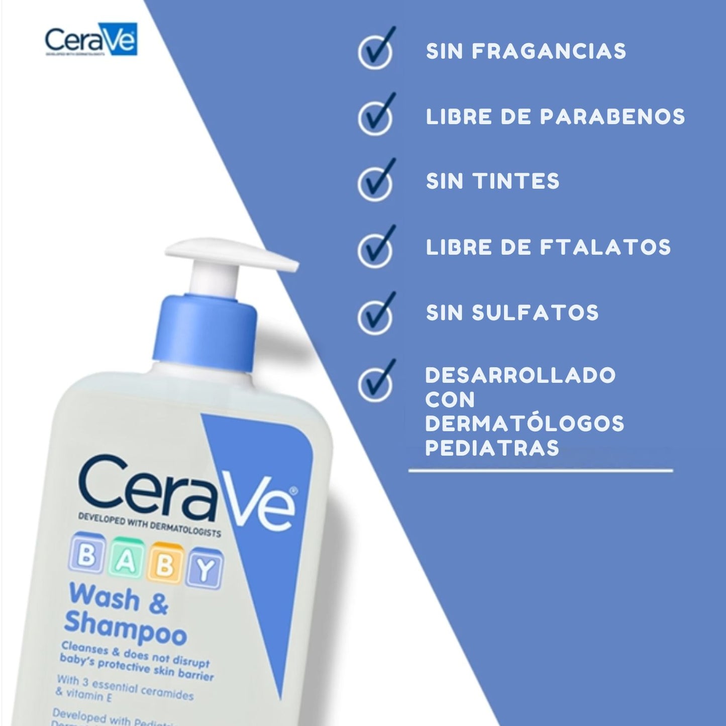 Baby Wash And Shampoo Cerave. Jabón Líquido Bebe 237 Ml