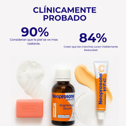 Kit aclarante para cuerpo y rostro marca Neoprosone con Vitamina C