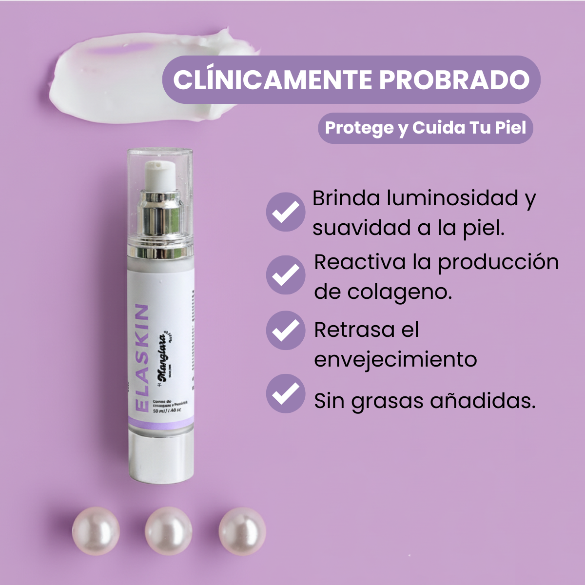 Crema Hidratante Facial Con Colágeno Y Elastina - Manglara Elaskin- Antiedad- Anti- Rugosidades- Anti Envejecimiento - Hidratacion Profunda Para Luminosidad Suavidad - Todo Tipo De Piel - 50ml
