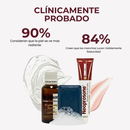 Kit Neoprosone Express Aclara Limpiador Facial + Serum Hidratante + Crema Revitalift Despigmentante ácido Hialurónico y Vitamina C- Rutina Completa, Antimanchas, Antioxidante Piel grasa acneica