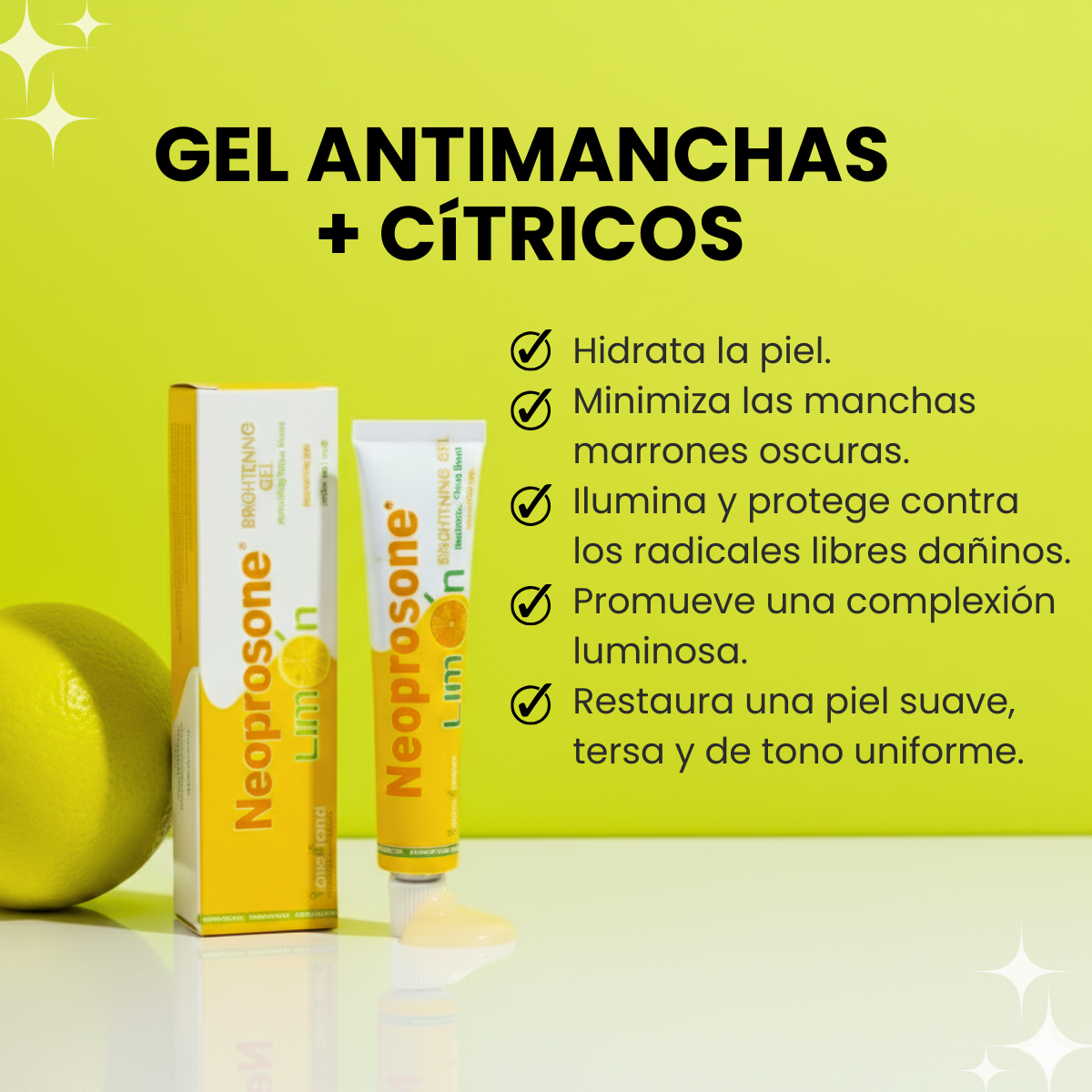 Neoprosone Skin Active Gel Hidratante Matificante Antiimperfecciones con Vitamina C Ácido Salicílico y Niacinamida sin hidroquinona aclarante quita manchas piel sensible iluminador rostro skincare 30G