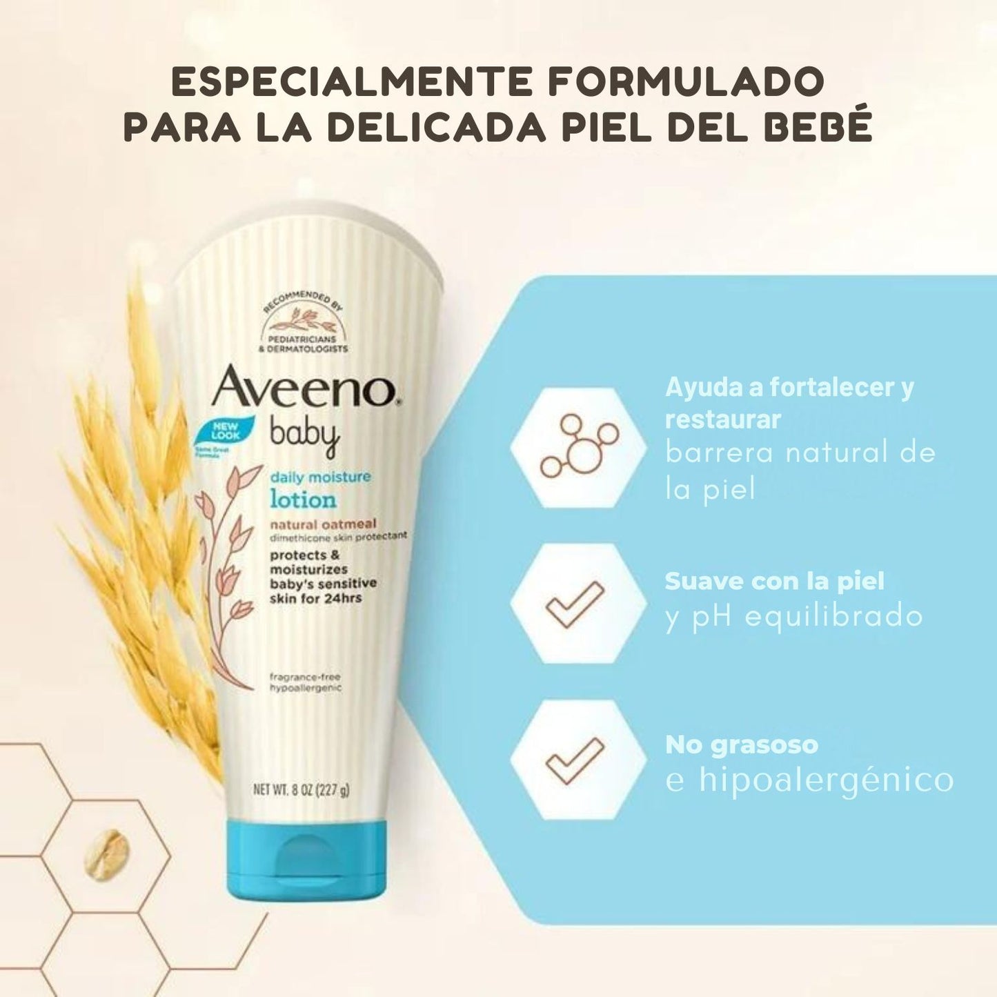 Aveeno Daily Moisture Baby Loción Para Bebé Hidratante Para Pieles Sensibles Protege Por 24hs 227gr