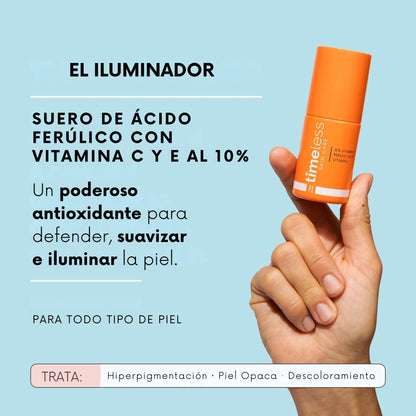 Suero facial con Vitamina C al 10% - Timeless Skin Care - con Ácido Ferúlico y Vitamina E - Para Todo tipo de piel  -30ML