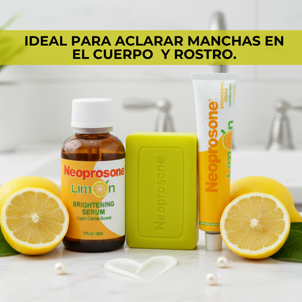 Kit Neoprosone Express Aclara Limpiador Facial + Serum Hidratante + Crema Revitalift Despigmentante Citricos Vitamina C - Rutina Completa, Antimanchas, Antioxidante Piel Sensible Skincare Antiedad