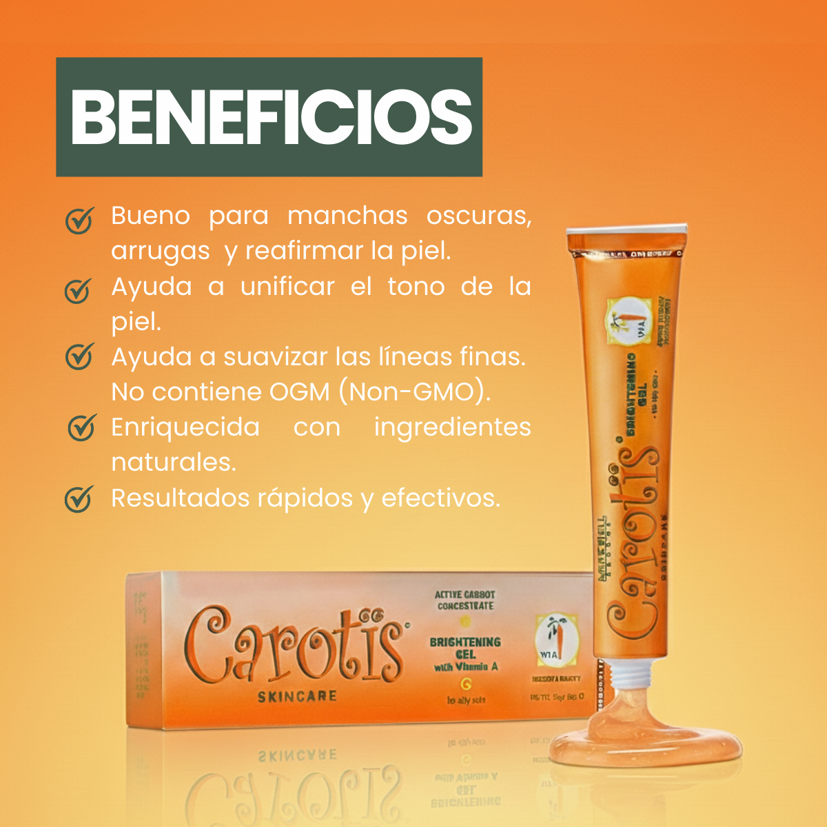 Carotis Skin Active Gel De Ojos Express Aclara con Vitamina C Niacinamida Y Cafeína Reduce Ojeras Para Todo El Rostro Cuidado Facial, Hidratante, Antiimperfecciones, Aceite De Zanahoria Despigmentante